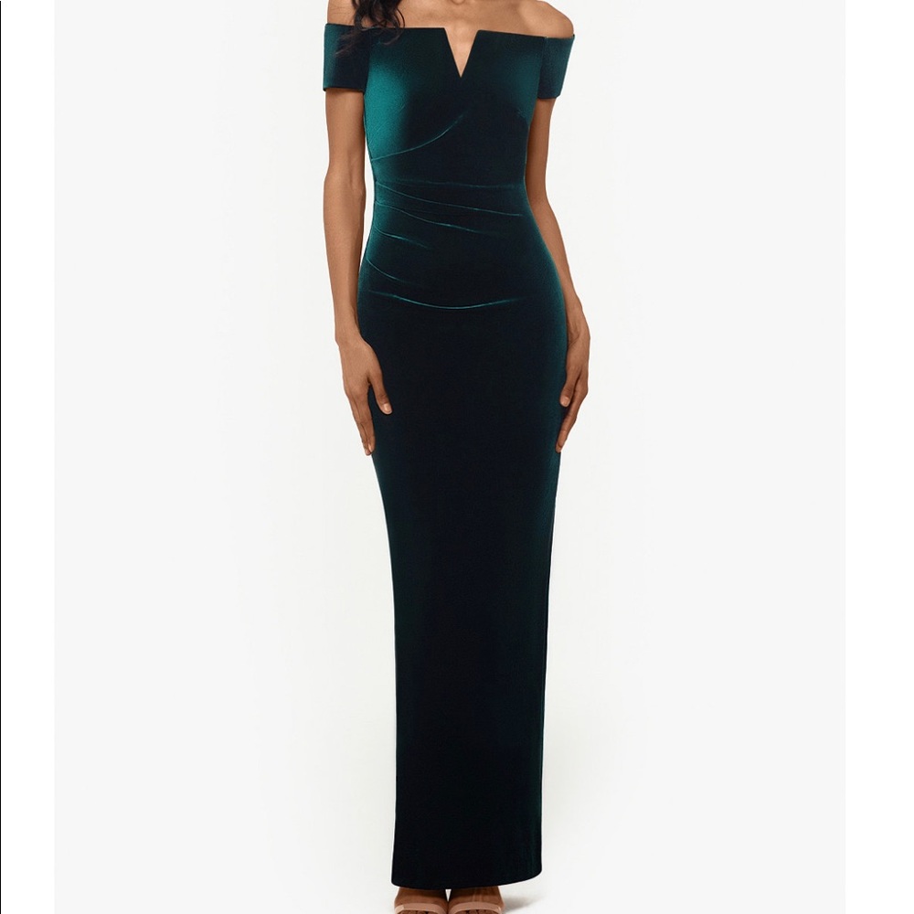 Green velvet long dress
